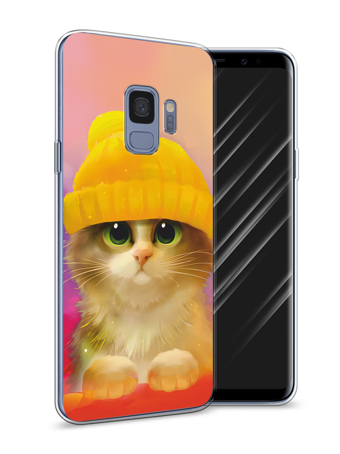Силиконовый чехол на Samsung Galaxy S9 / Самсунг Галакси S9 "Котенок в желтой шапке"