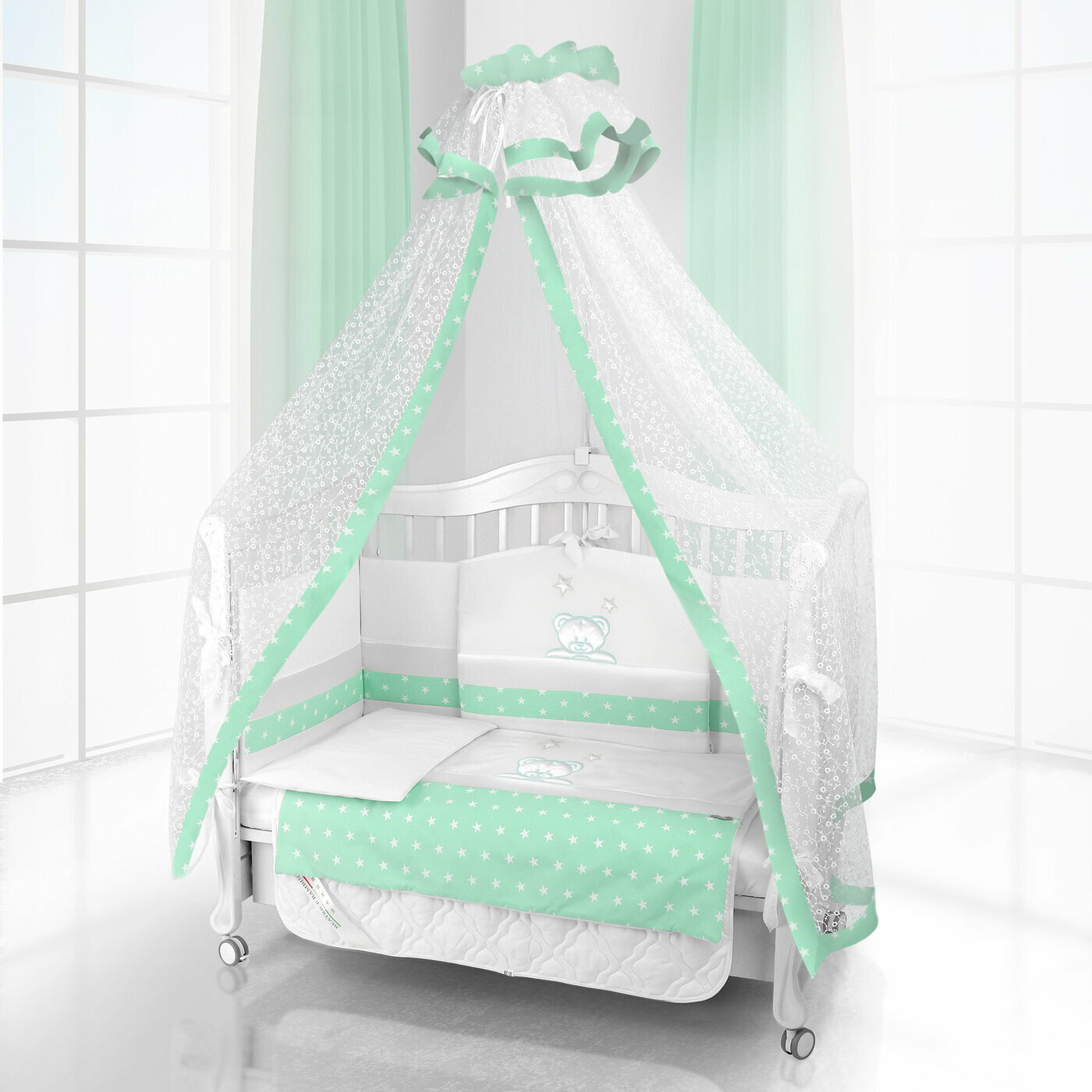 Комплект постельного белья Beatrice Bambini Unico Capolino (120х60) - bianco& verde