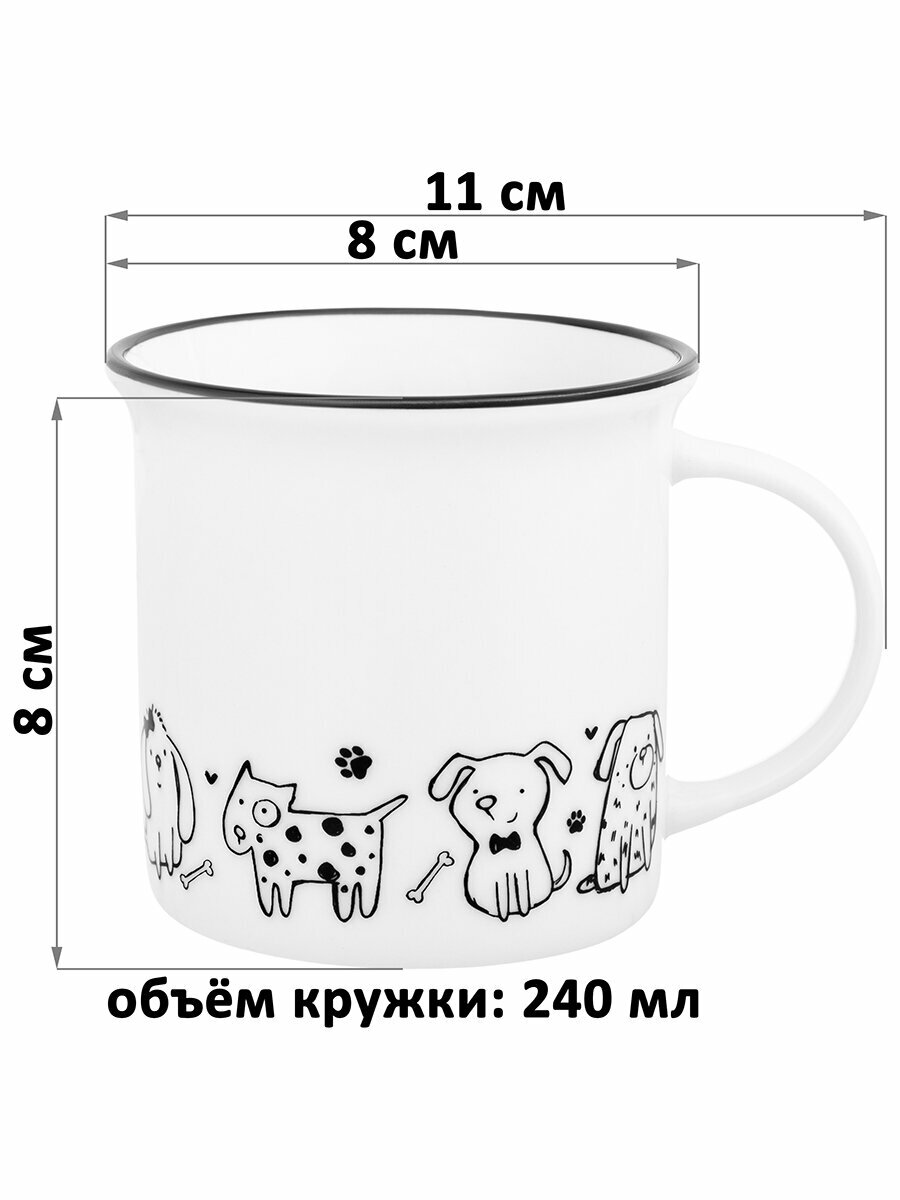 Кружка / чашка для кофе, чая 240 мл 11х8х8 см Elan Gallery жизнь собак Праздник у щенят