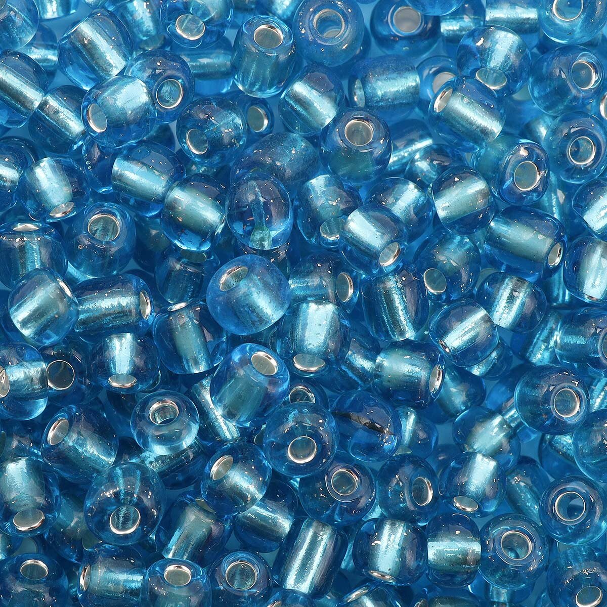 Бисер Astra&Craft 6/0, 15 г (23В голубой, прозрачный с серебристым центром), 10 упак