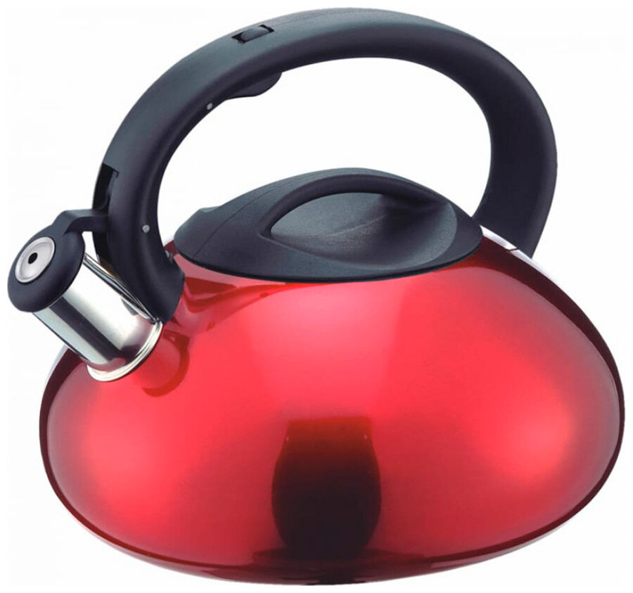 Чайник для плиты Mallony MAL-103-R, из нержавеющей стали, 3 л, цельнометаллический, красный (910093)