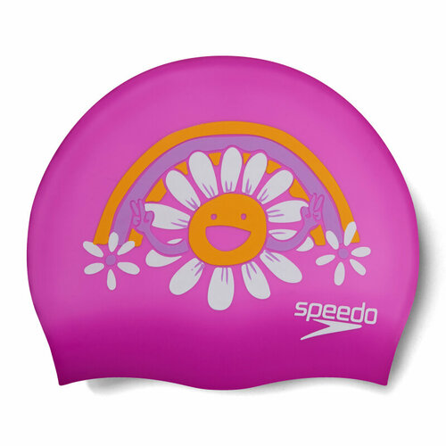 фото Шапочка для плавания детская speedo junior printed silicone, purple/orange/white