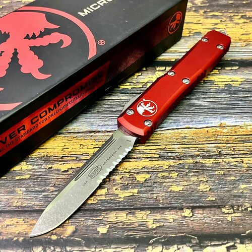 Нож складной MicroTech MCT12111APRD Ultratech, PartSerrated M390 Blade, Red Handle нож складной dpx gear dpxhsf014 hest m390 blackwashed blade black titanium handle