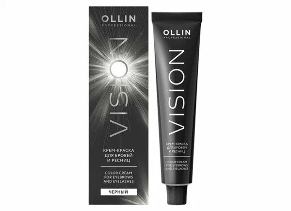 Ollin, Крем-краска для бровей и ресниц черный Vision, 20 мл, салфетки 15 пар/упк. NEW