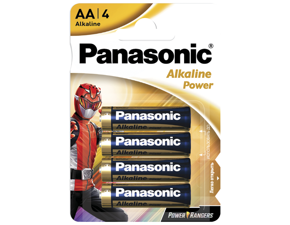 Батарейки Panasonic LR6REB/4BPRPR щелочные AA Power Rangers Alkiline power в блистере 4шт