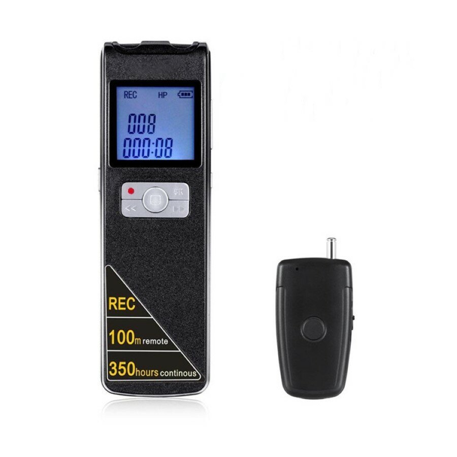 Диктофон со встроенным динамиком и дисплеем SV-91 8 GB до 350 часов непрерывной записи датчик звука удаленная запись до 100 метров FM-радио MP3-плеер