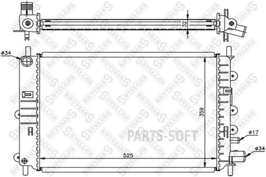 STELLOX 1025055SX 10-25055-SX_радиатор системы охлаждения!\ Ford Escort/Orion 1.4-2.0 90-99