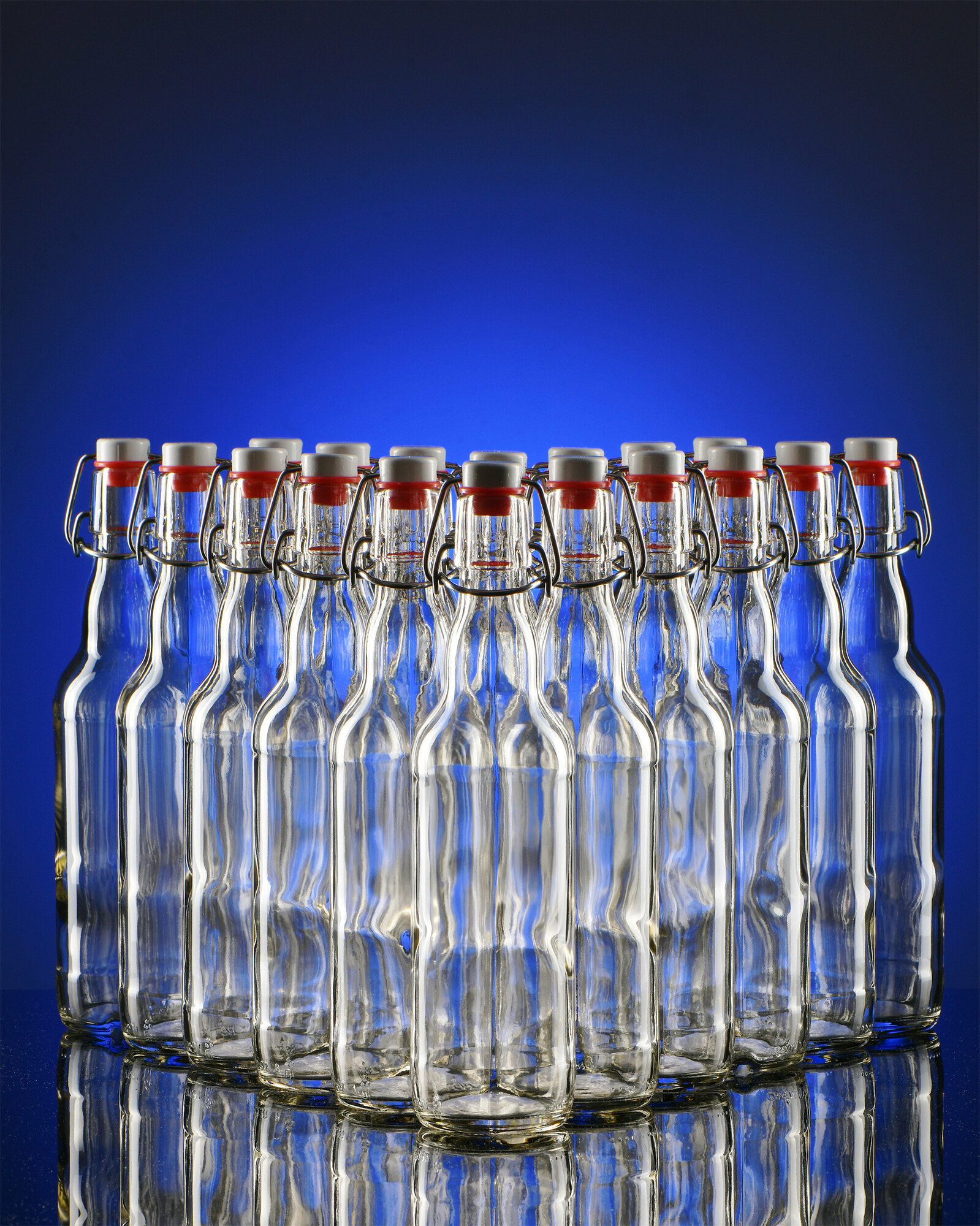Бутылка стеклянная с бугельной пробкой KHome, бесцветная, 0,5 л, 20 шт