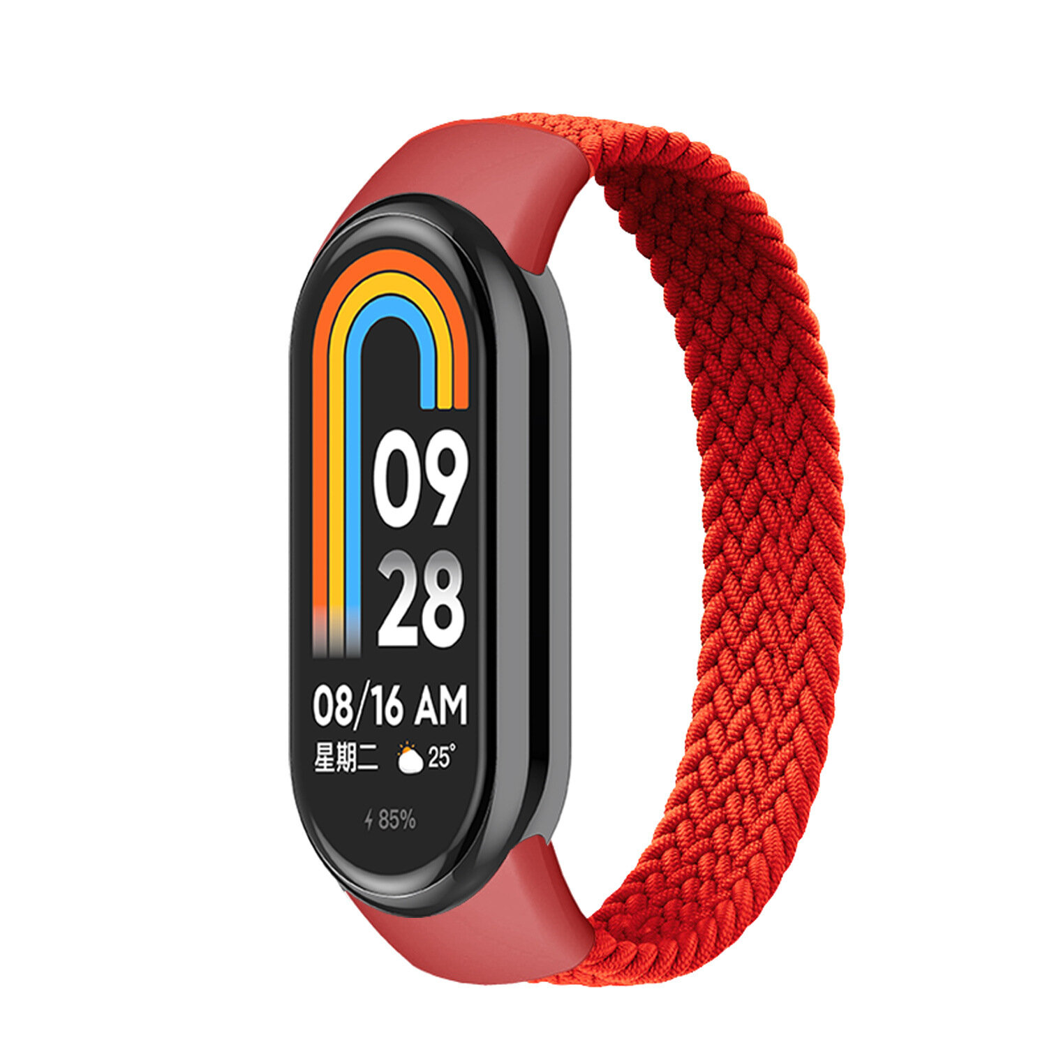 Матерчатый плетеный ремешок для фитнес-браслета Xiaomi Smart Band 8, 02 красный