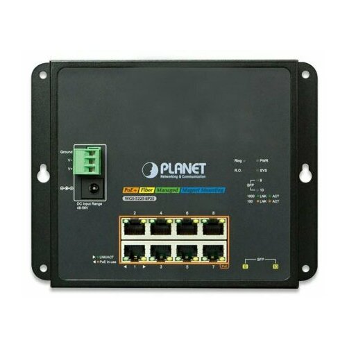Коммутатор промышленный Planet WGS-5225-8P2S Industrial L2 8-Port 101001000T 8023at PoE 2-Port 4184900₽