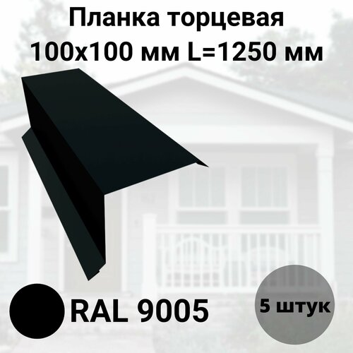 Планка торцевая 100х100мм Длина 1250 RAL 9005 Черный Комплект 5 штук