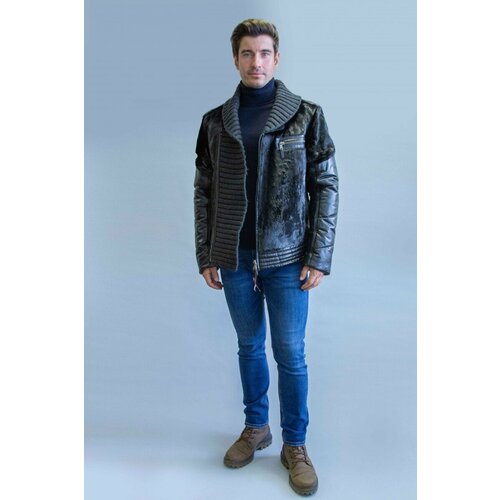 фото Кожаная куртка valentini, размер 52, черный