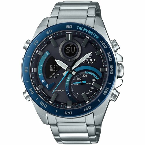 наручные часы casio edifice ecb 10pb 1aef черный Наручные часы CASIO Edifice, синий, серебряный