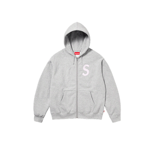 Худи Supreme S Logo Zip Up Hooded Sweatshirt Heather, размер L, серый