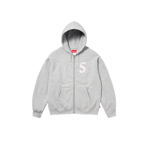  Худи спортивное Supreme S Logo Zip Up Hooded Sweatshirt Heather, размер XL, серый