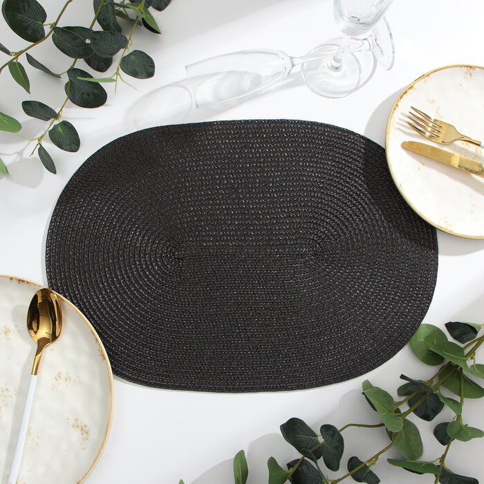 фото Салфетка сервировочная Доляна "Овал", цв. черный, 45*30 см