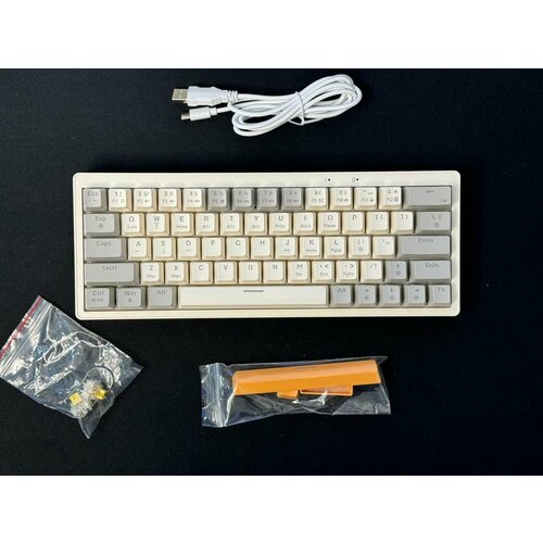 Беспроводная Игровая Механическая Клавиатура GK63 ZA63 Pro Yellow Switch с подсветкой RGB приятный звук 400000₽