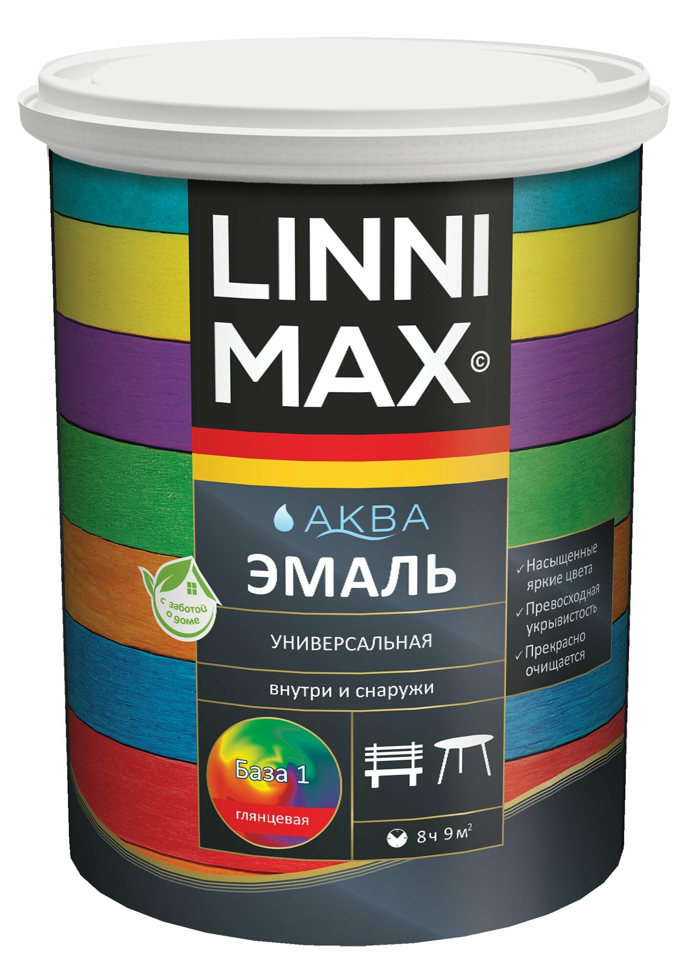 фото LINNIMAX (ALPINA) аква эмаль акриловая универсал атмосферостойкая для вн/нар глянц база 1 0.9 л