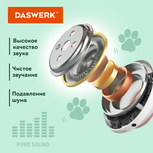 Наушники беспроводные игровые накладные с ушками светящиеся мятные DASWERK STN-28 513804 1029₽