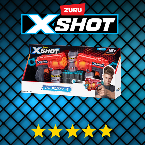 набор из 2 бластеров zuru x shot double kickback 36202 Бластер пистолет Zuru Бластер X-Shot EXCEL FURY Красный 65 см