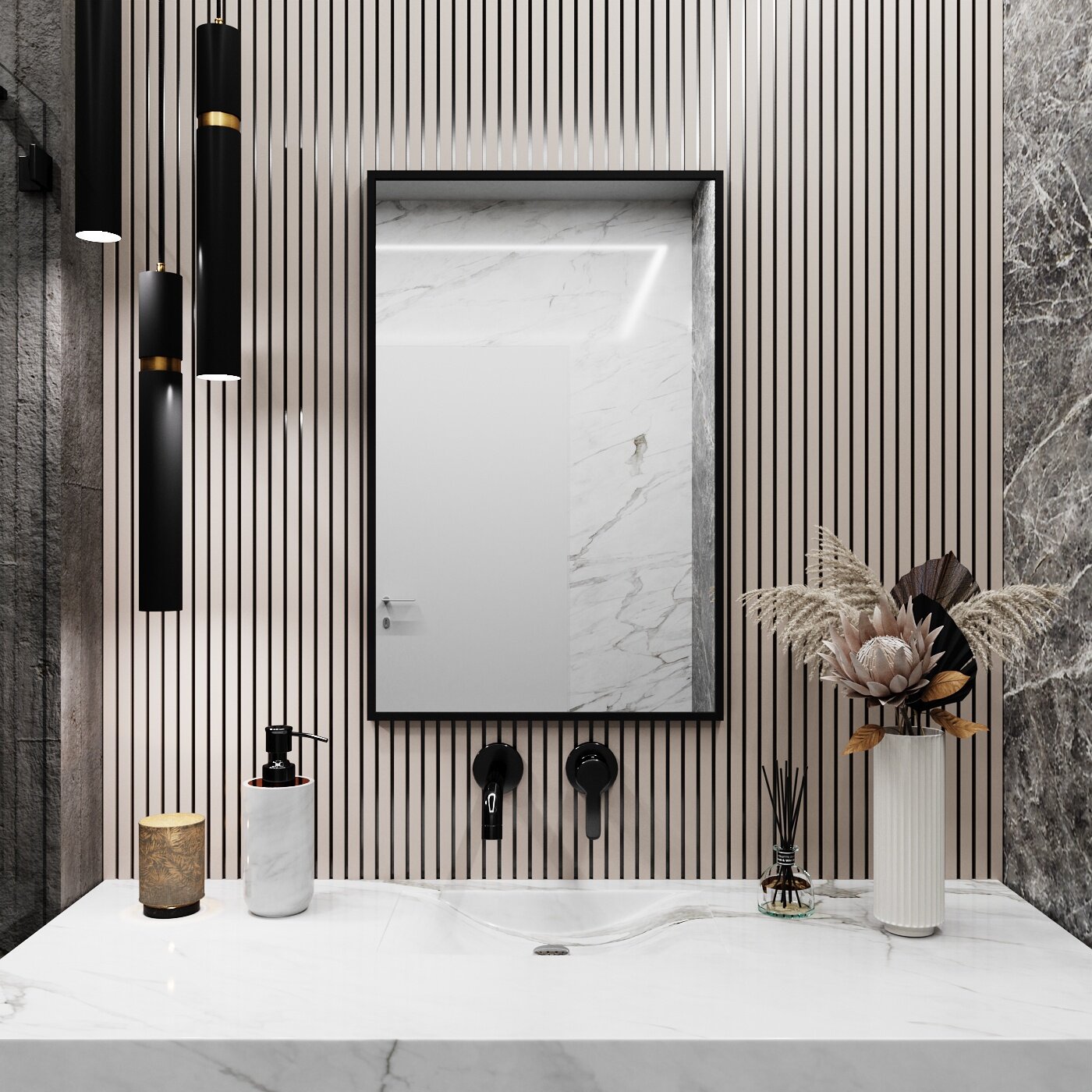 Зеркало в ванную Market.House 70х50 см. Черное