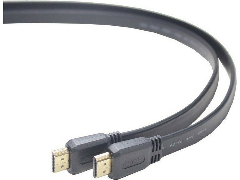 Кабель HDMI Gembird/Cablexpert , 1.8м, v1.4, 19M/19M, плоский кабель, черный, позол. разъемы, экран(CC-HDMI4F-6) (CC-HDMI4F-6)