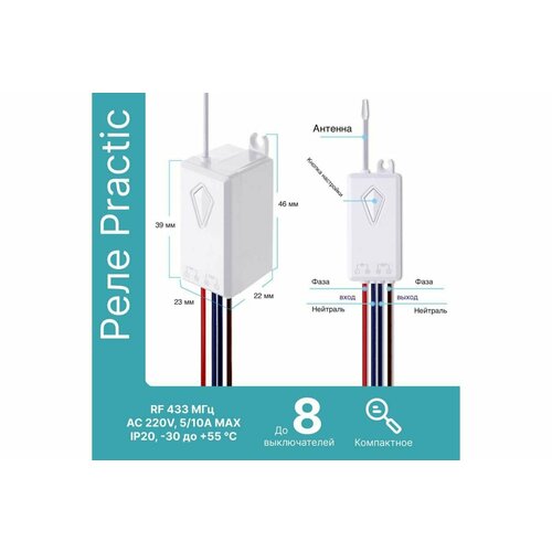 GRITT Пульт Practic 3кл 433МГц комплект c реле 1шт 220В 5А 21101 372200₽