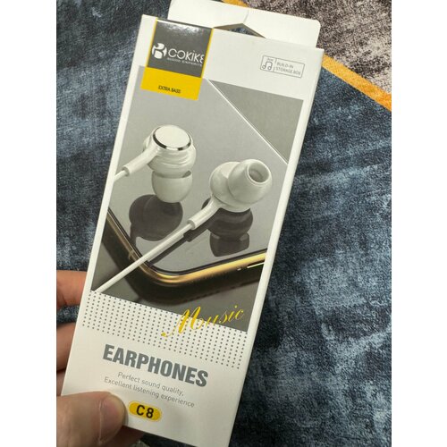 Проводные наушники капельки с микрофоном Cokike C8 116 Дцб 130см 16 Ом разъем 35мм для старых телефонов магнитолы радио MP3-плеера VR-оч 588₽