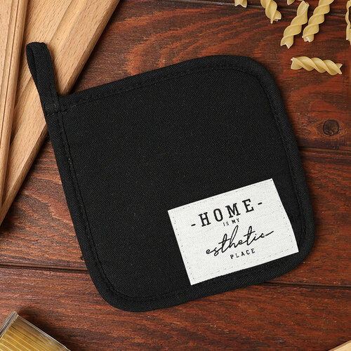Прихватка Этель HOME цвет чёрный 16х16 см 50хл 50лен 540₽