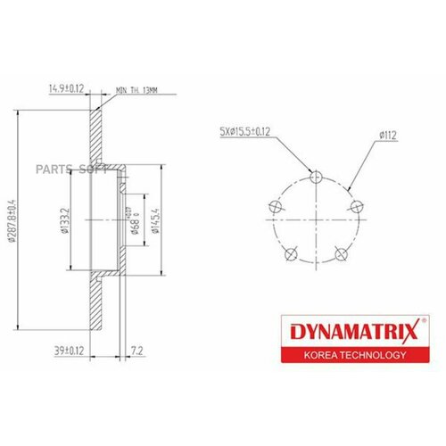 DYNAMATRIX-KOREA DBD324 диск тормозной