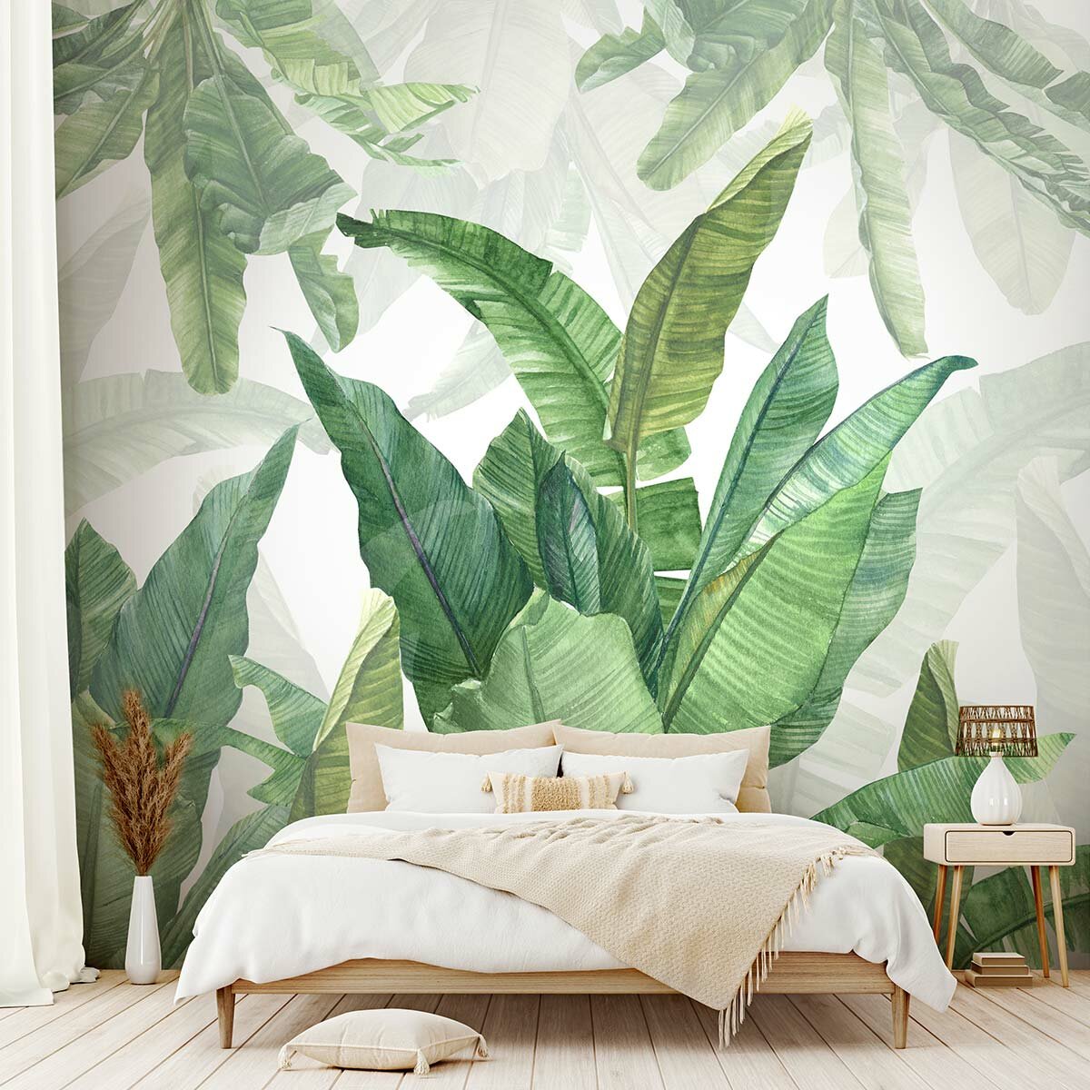 Фотообои флизелиновые с виниловым покрытием VEROL "Листья пальмы", 300х283 см, моющиеся обои на стену, декор для дома