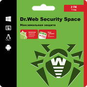 Антивирус Доктор Веб/Dr. Web Security Space 1 ГОД 2 ПК (лицензионный ключ активации, новая лицензия dr.web, работает в России и СНГ)