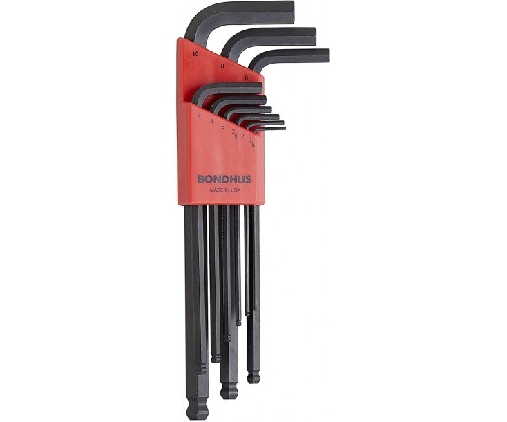 Набор из 9 черных ключей с шариком BONDHUS L 1.5-10mm 10999