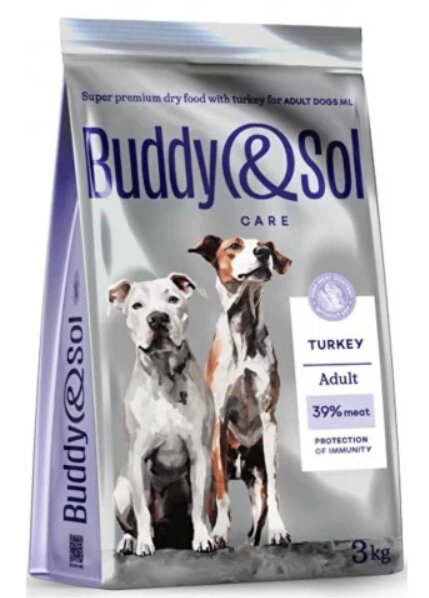 фото Корм для собак средних и крупных пород Buddy&Sol 12 кг сухой суперпремиум-класса с индейкой и ягненком