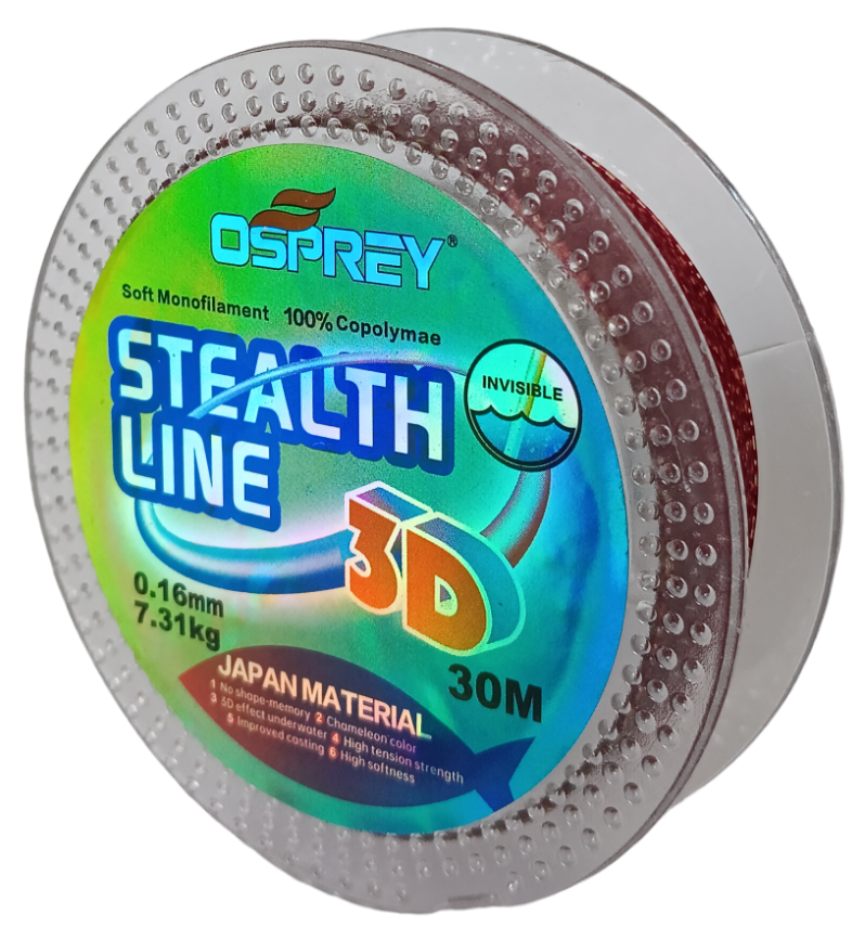 Монофильная леска хамелеон OSPREY STEALTH Line 3D, 0.16 мм, 30 метров, зимняя — фото 1