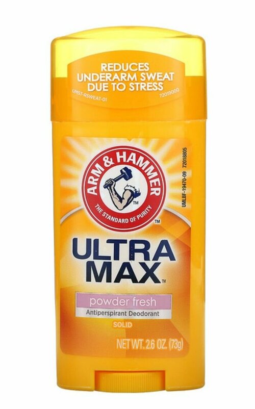 Arm & Hammer, UltraMax, твердый дезодорант-антиперспирант для женщин, свежий пудровый аромат, 73 г