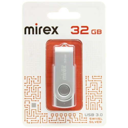 Флешка 32 ГБ USB 3.0 Mirex SWIVEL SILVER