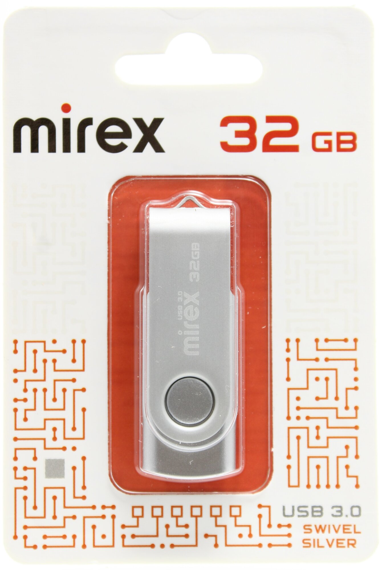 Флешка 32 ГБ USB 3.0 Mirex SWIVEL SILVER