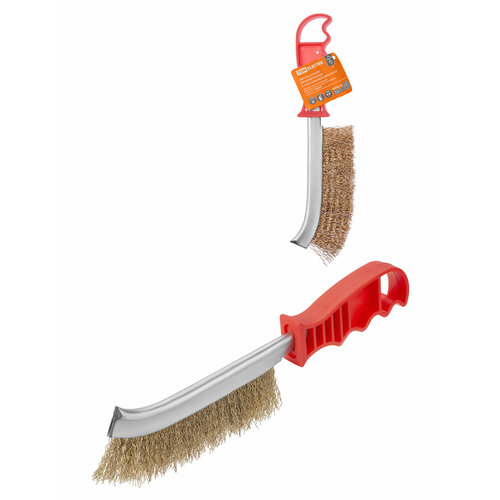 Щетка ручная металлическая с пластик рукояткой латуниров витая проволока d 03 мм Гранит TDM 265₽