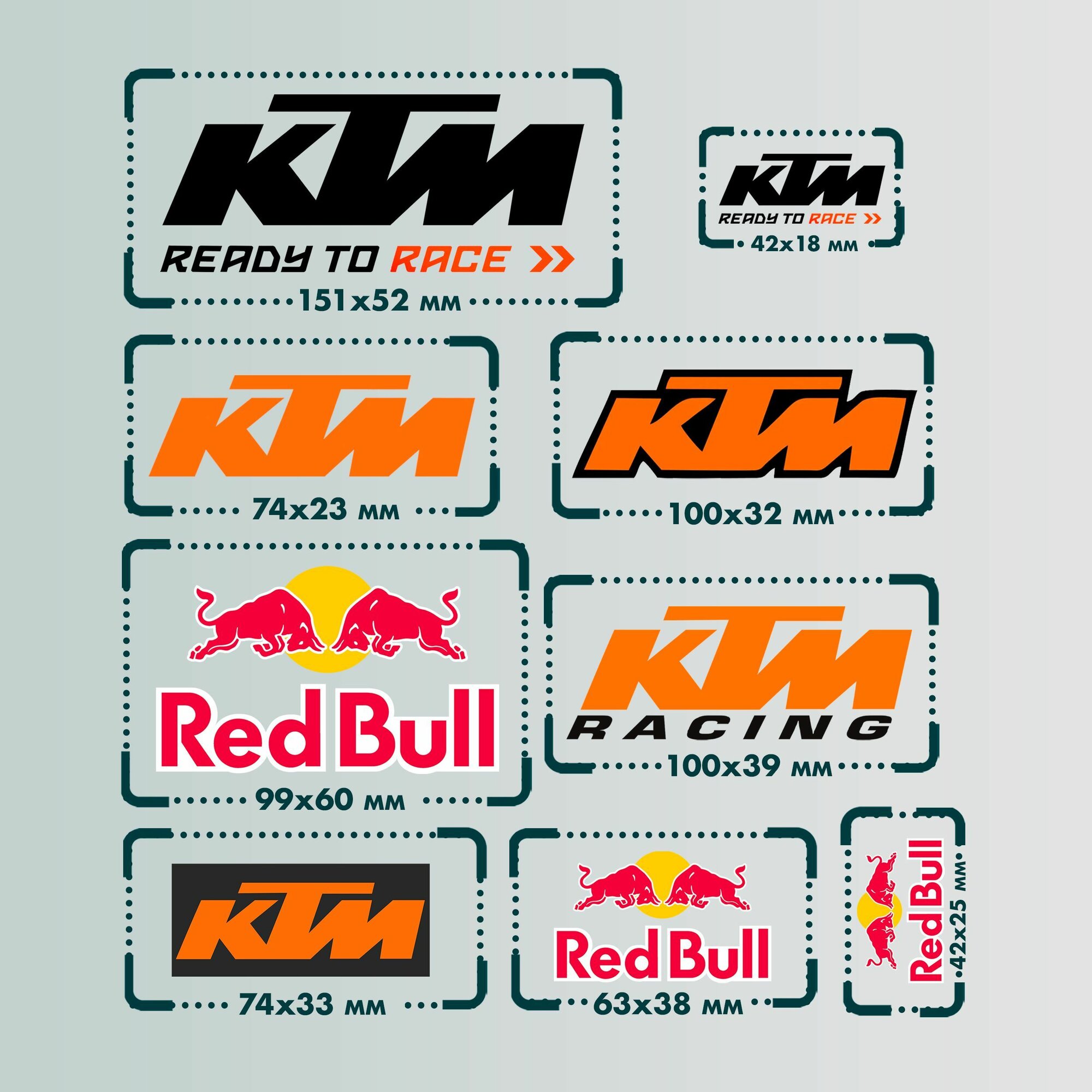 Термонаклейки на одежду КТМ Red Bull — фото 1