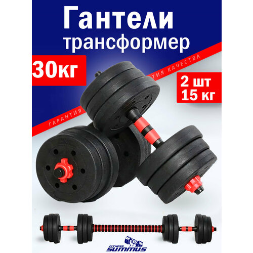 Набор пластиковых гантелей Summus разборных с коннектором для штанги 2 шт. по 15 кг, арт. 2-4930-363