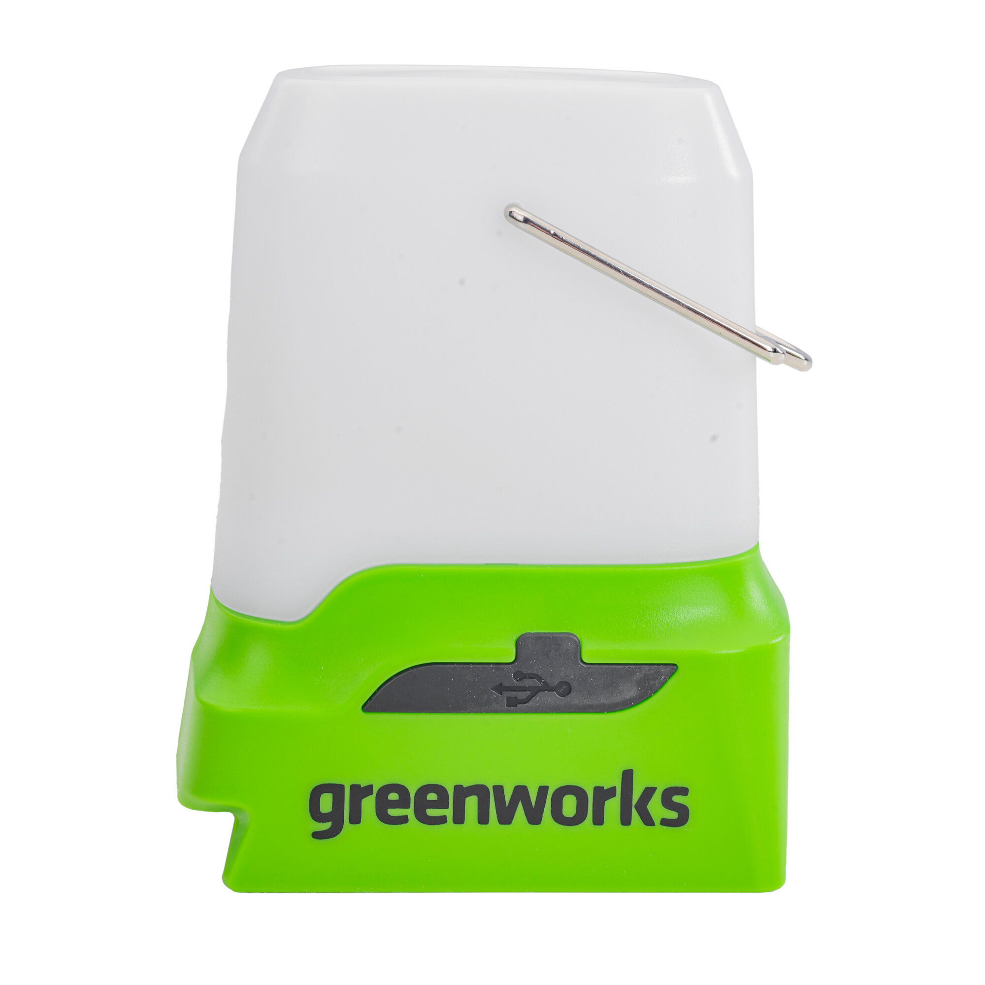 Фонарь (LED светильник) Greenworks 3501007, 24V, макс. 500 лм, 1хUSB-C, 1xUSB-A, скоба, без АКБ и ЗУ