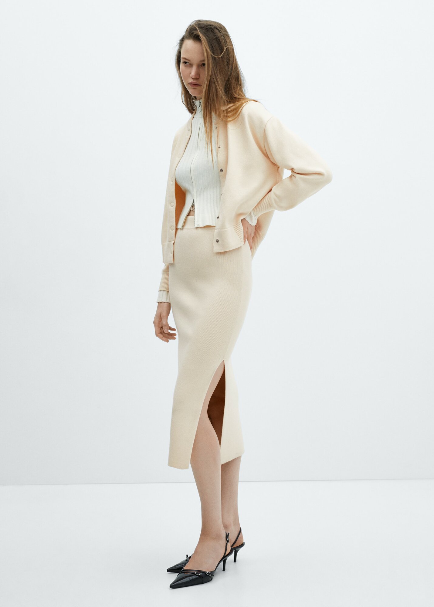 Юбка MANGO Outlet размер M экрю