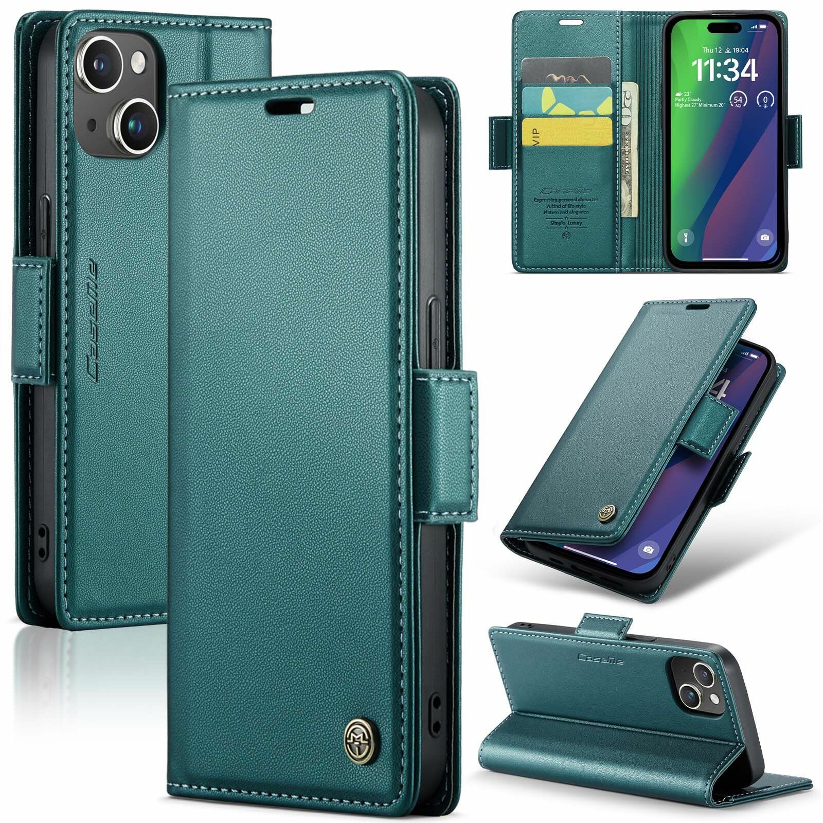 Подходит для Apple iPhone 15 (Эпл Айфон 15) кронштейн ретро - PU магнитное затвор сейсмостойкий кожаный чехол