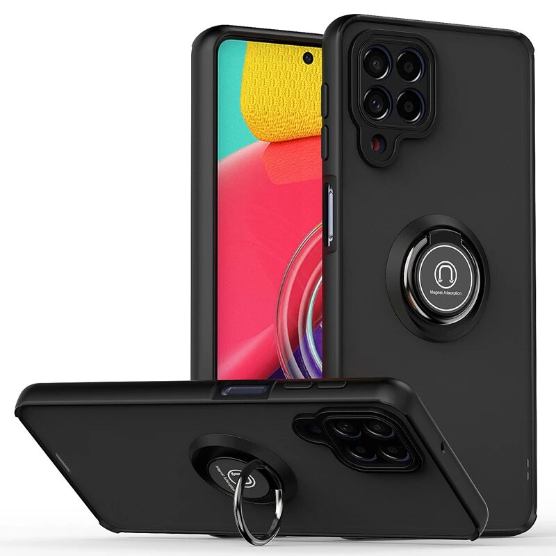 Бронированный чехол с металлическим кольцом на 360-пальце для Samsung Galaxy M11 M21 M30S M31 M31S M51 M02 M02S M12 M22 M32 M53 M33 5G CASES Stand Cover, Black, M31S
