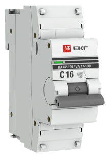 Автоматический выключатель EKF ВА 47-100 (C) 10kA 16 А