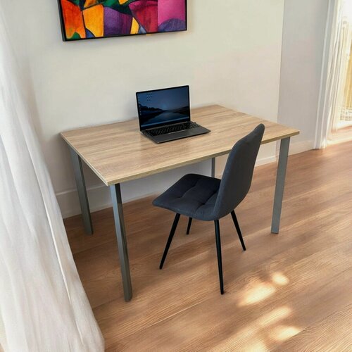 Изображение товара Письменный стол/ цвет столешницы Дуб Сонома, 120*80 см. Ножки серый хром