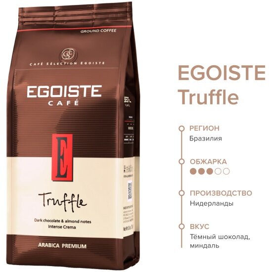 Кофе EGOISTE Truffle, молотый, 100% Арабика, средняя обжарка, 250г — фото 1