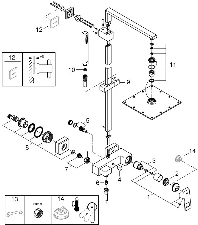 Душевая система Grohe Euphoria Cube 230 со сместелем для душа 23147001 - фото №8