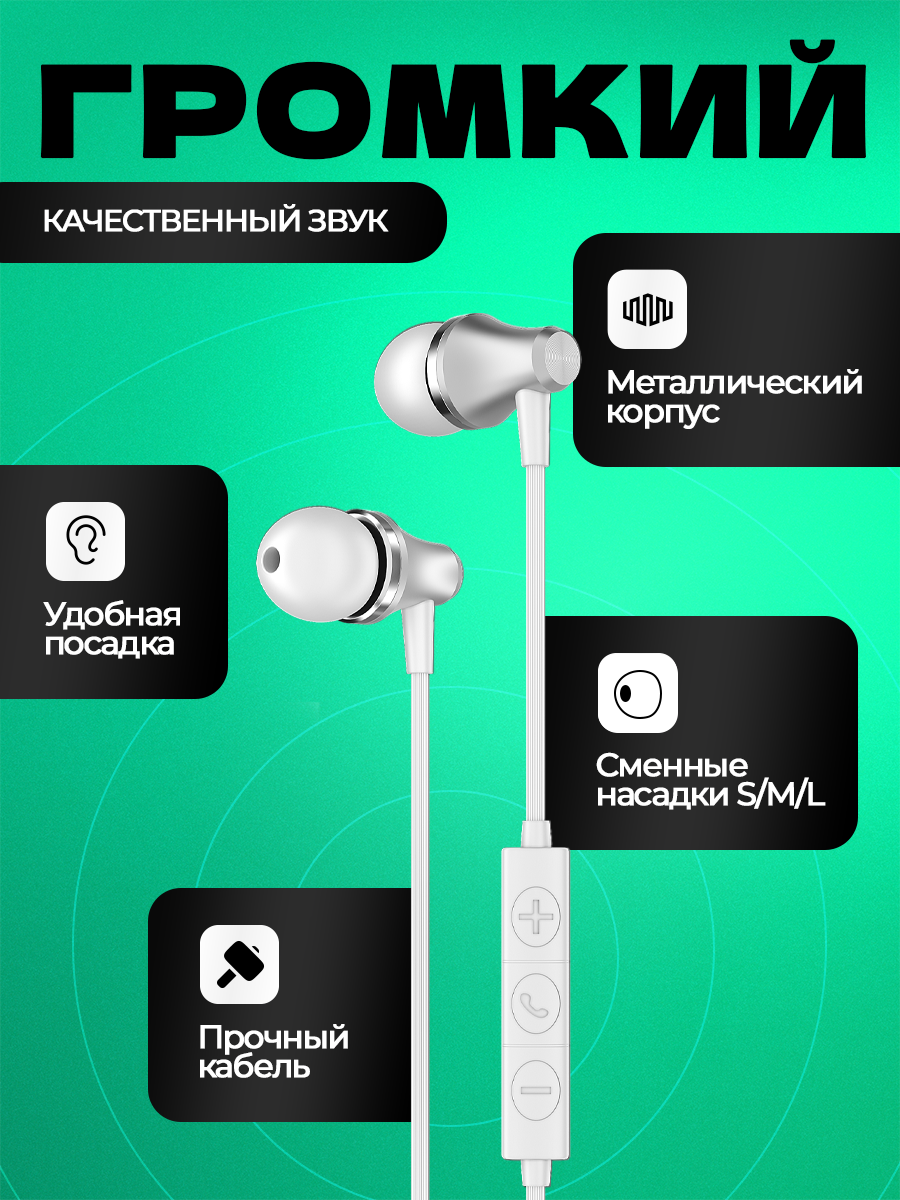 Наушники Type-C для iPhone 15 и Android смартфона с разъемом тайпси — фото 1